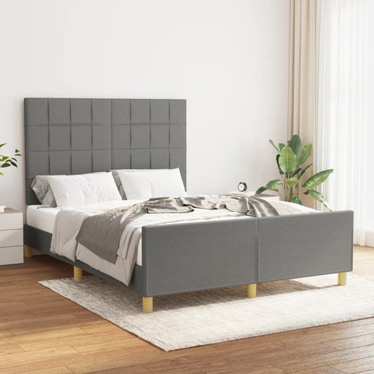 Bedframe met hoofdeinde stof donkergrijs 140x200 cm Bedden & bedframes | Creëer jouw Trendy Thuis | Gratis bezorgd & Retour | Trendy.nl