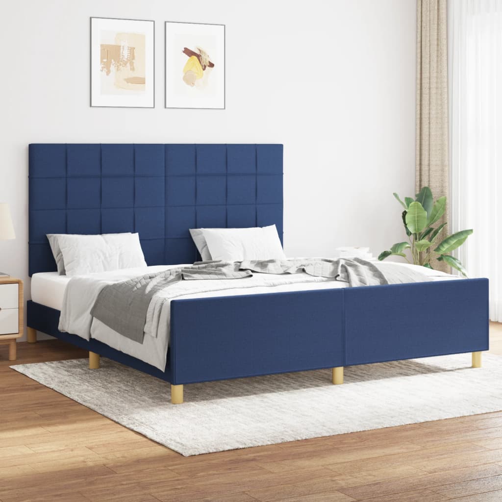 Bedframe zonder matras stof blauw 160x200 cm