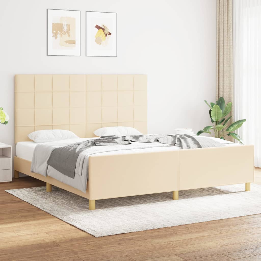 Bedframe zonder matras stof crèmekleurig 180x200 cm