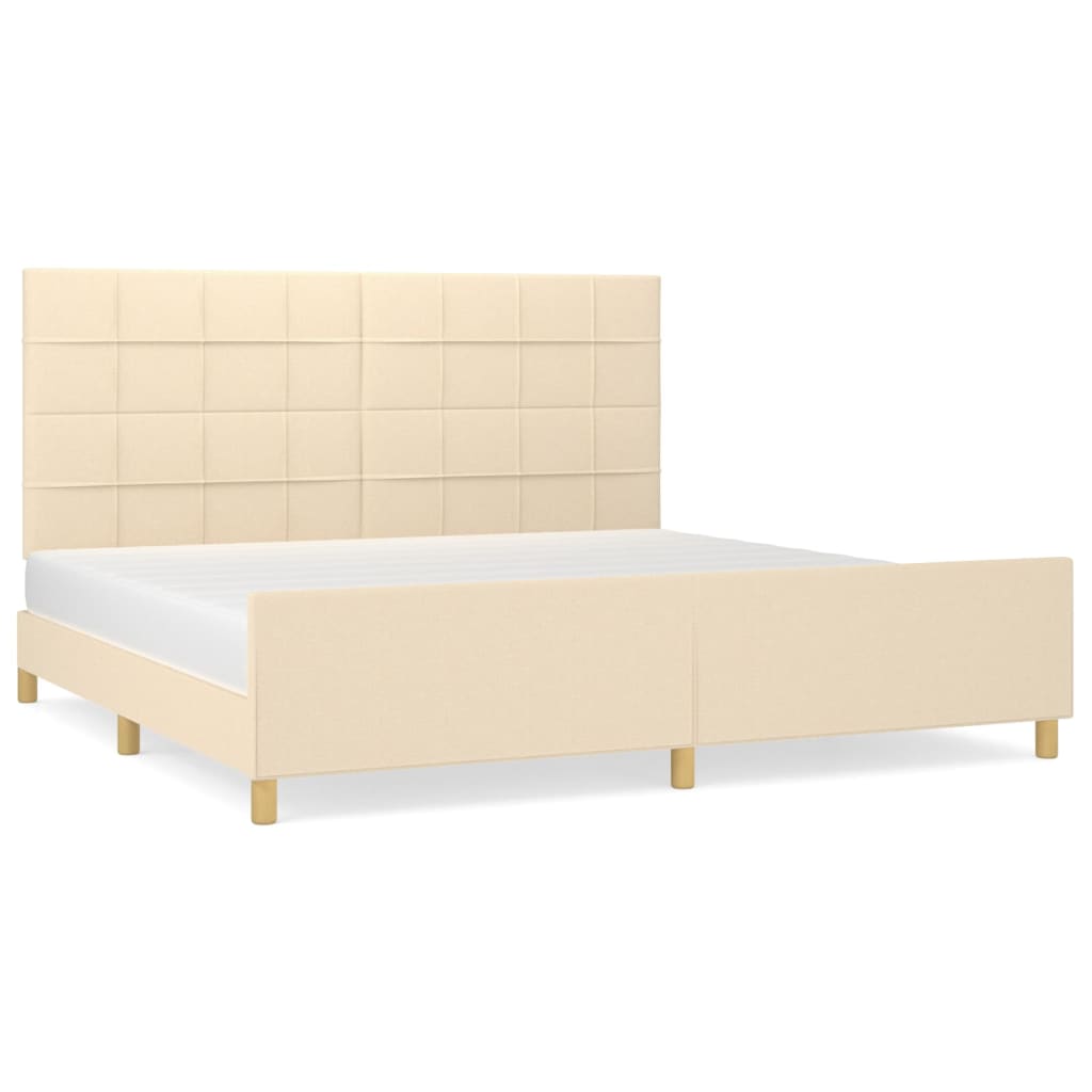 Bedframe zonder matras stof crèmekleurig 200x200 cm