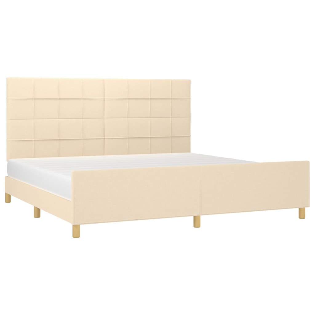 Bedframe zonder matras stof crèmekleurig 200x200 cm