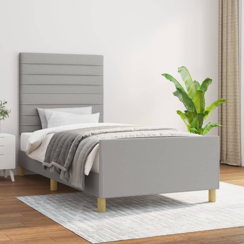 Bedframe met hoofdeinde stof lichtgrijs 90x190 cm Bedden & bedframes | Creëer jouw Trendy Thuis | Gratis bezorgd & Retour | Trendy.nl