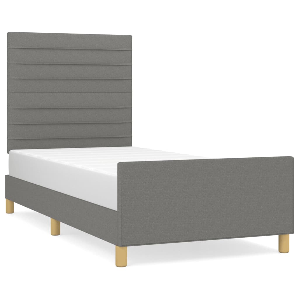 Bedframe met hoofdeinde stof donkergrijs 90x190 cm Bedden & bedframes | Creëer jouw Trendy Thuis | Gratis bezorgd & Retour | Trendy.nl