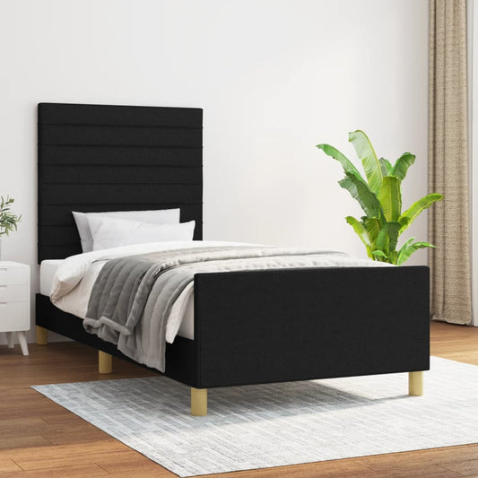 Bedframe met hoofdeinde stof zwart 90x190 cm Bedden & bedframes | Creëer jouw Trendy Thuis | Gratis bezorgd & Retour | Trendy.nl