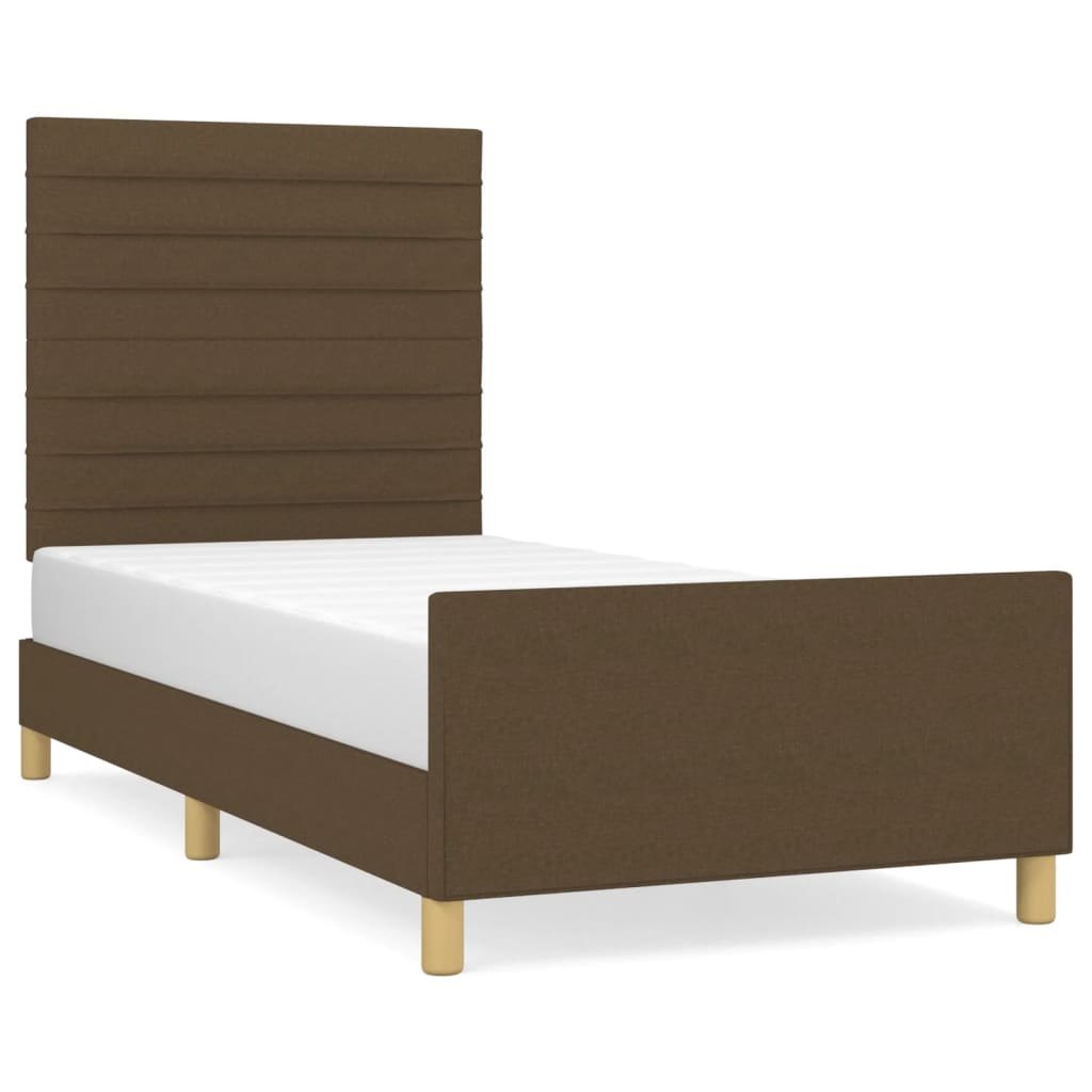 Bedframe met hoofdeinde stof donkerbruin 90x190 cm Bedden & bedframes | Creëer jouw Trendy Thuis | Gratis bezorgd & Retour | Trendy.nl