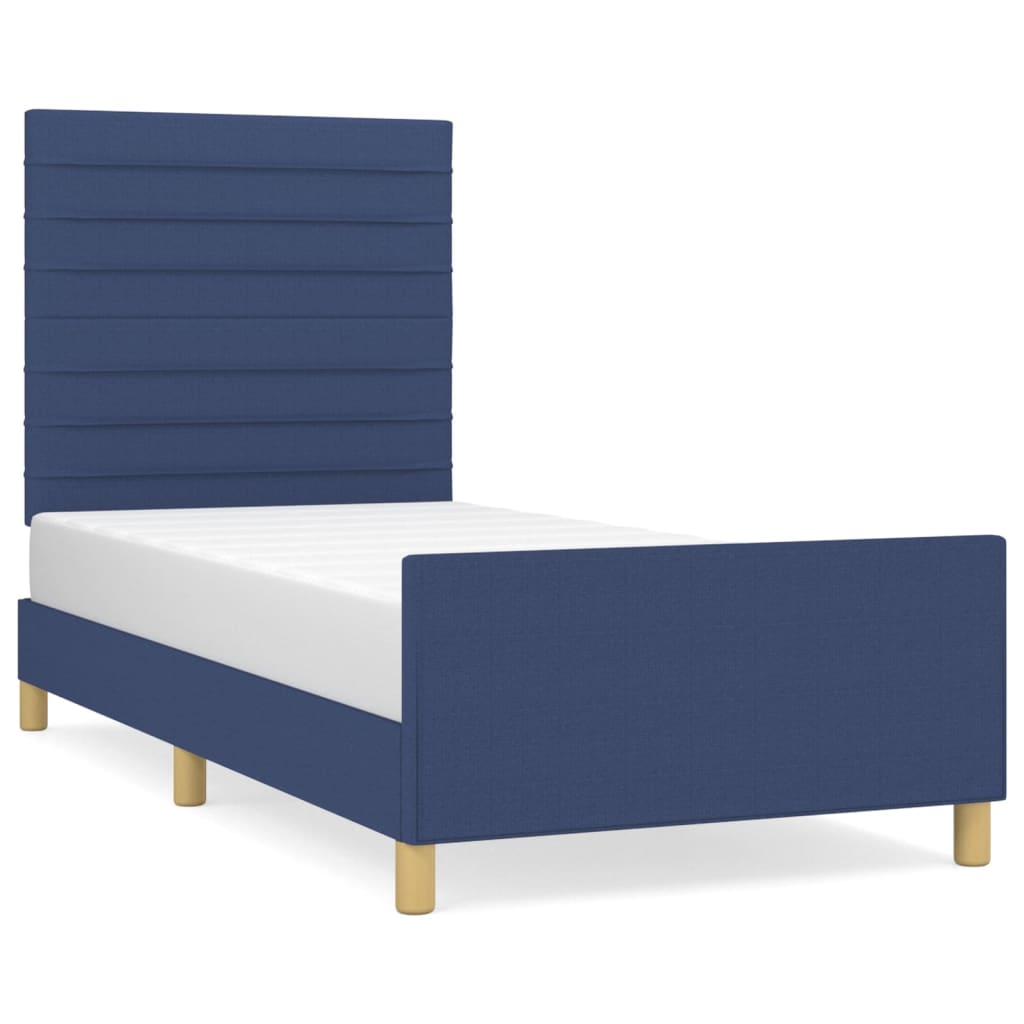 Bedframe met hoofdeinde stof blauw 90x190 cm Bedden & bedframes | Creëer jouw Trendy Thuis | Gratis bezorgd & Retour | Trendy.nl