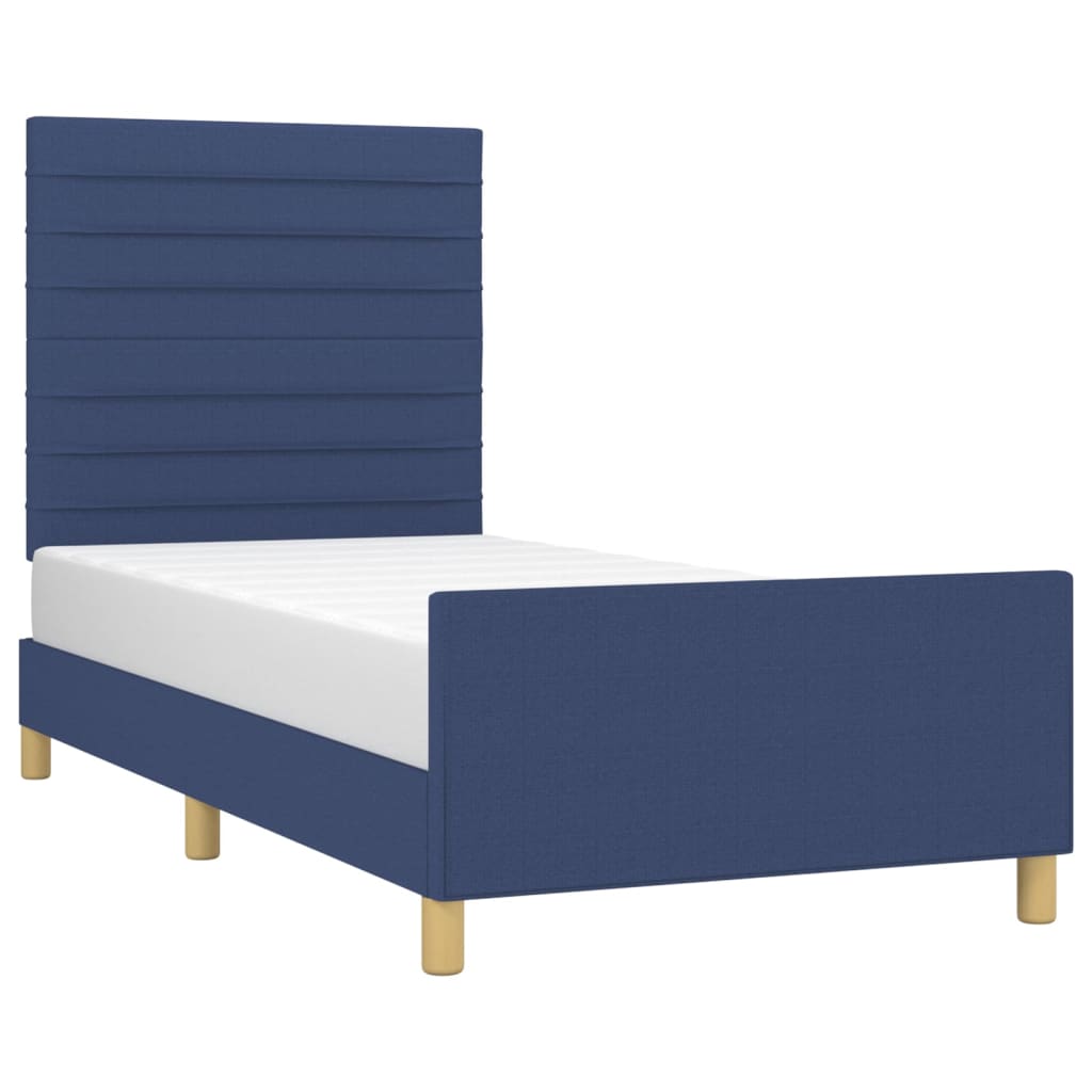 Bedframe met hoofdeinde stof blauw 90x190 cm Bedden & bedframes | Creëer jouw Trendy Thuis | Gratis bezorgd & Retour | Trendy.nl