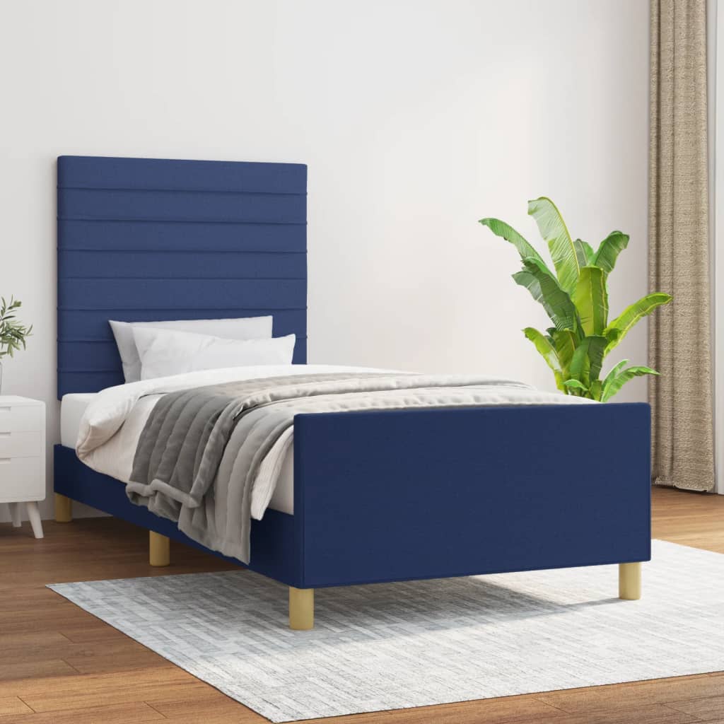 Bedframe met hoofdeinde stof blauw 90x190 cm Bedden & bedframes | Creëer jouw Trendy Thuis | Gratis bezorgd & Retour | Trendy.nl