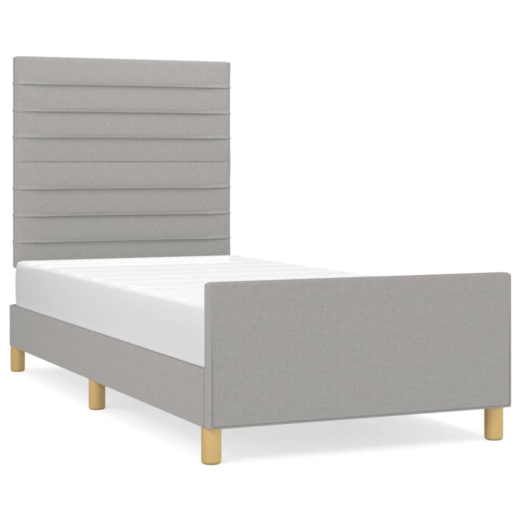 Bedframe met hoofdeinde stof lichtgrijs 90x200 cm Bedden & bedframes | Creëer jouw Trendy Thuis | Gratis bezorgd & Retour | Trendy.nl