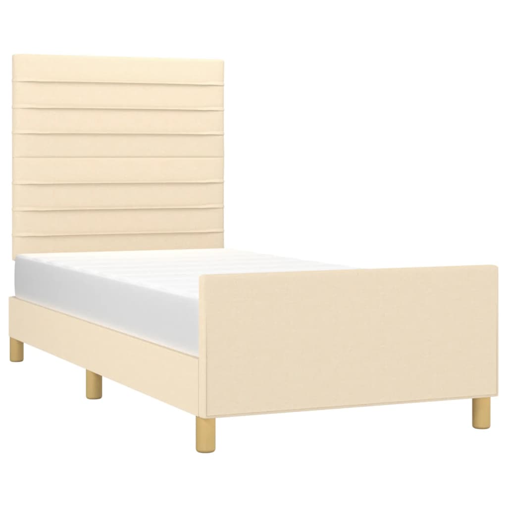 Bedframe met hoofdeinde stof crèmekleurig 100x200 cm Bedden & bedframes | Creëer jouw Trendy Thuis | Gratis bezorgd & Retour | Trendy.nl