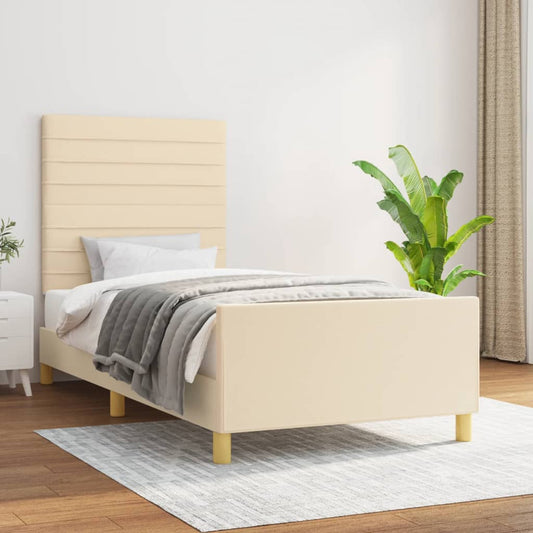 Bedframe met hoofdeinde stof crèmekleurig 100x200 cm Bedden & bedframes | Creëer jouw Trendy Thuis | Gratis bezorgd & Retour | Trendy.nl