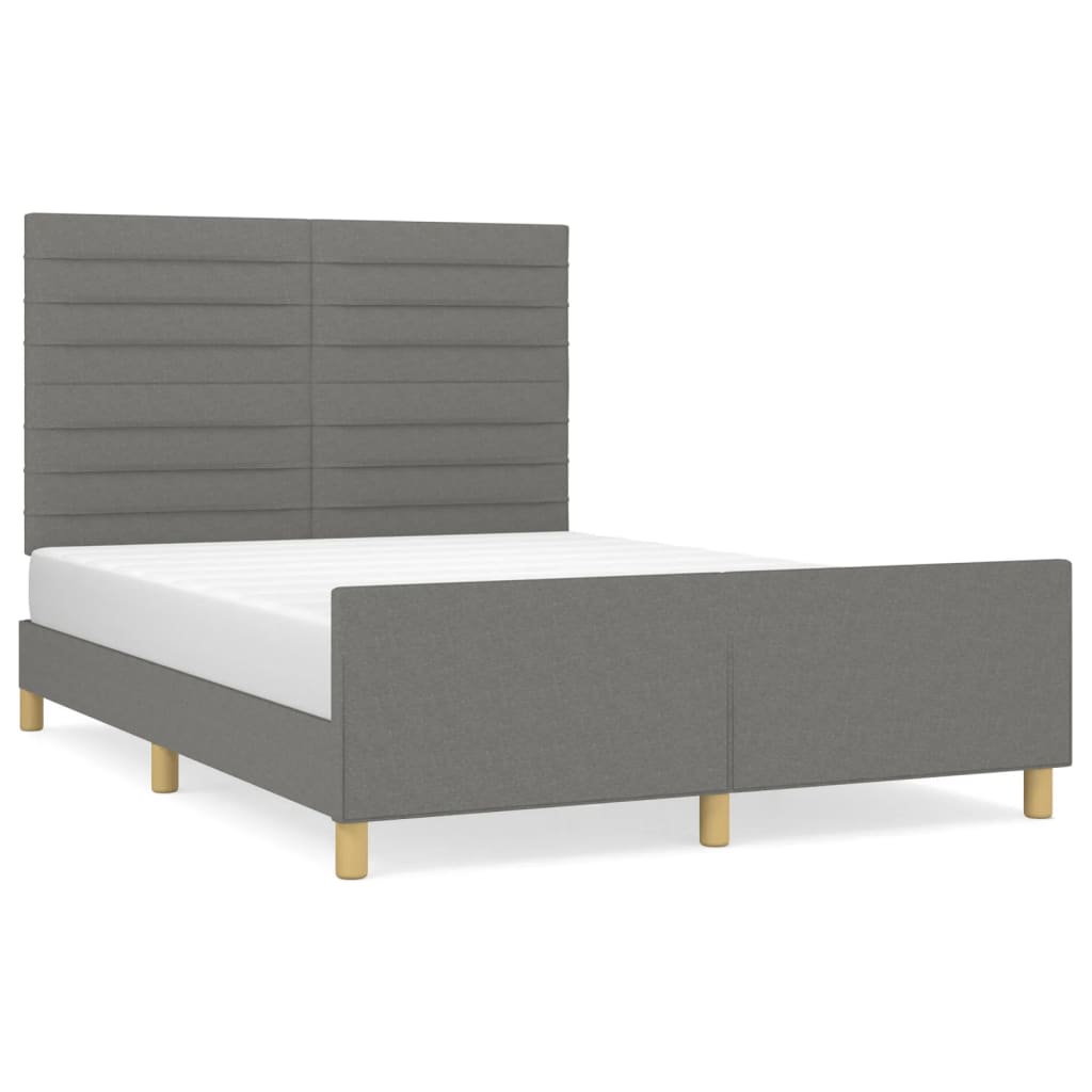 Bedframe met hoofdeinde stof donkergrijs 140x190 cm Bedden & bedframes | Creëer jouw Trendy Thuis | Gratis bezorgd & Retour | Trendy.nl