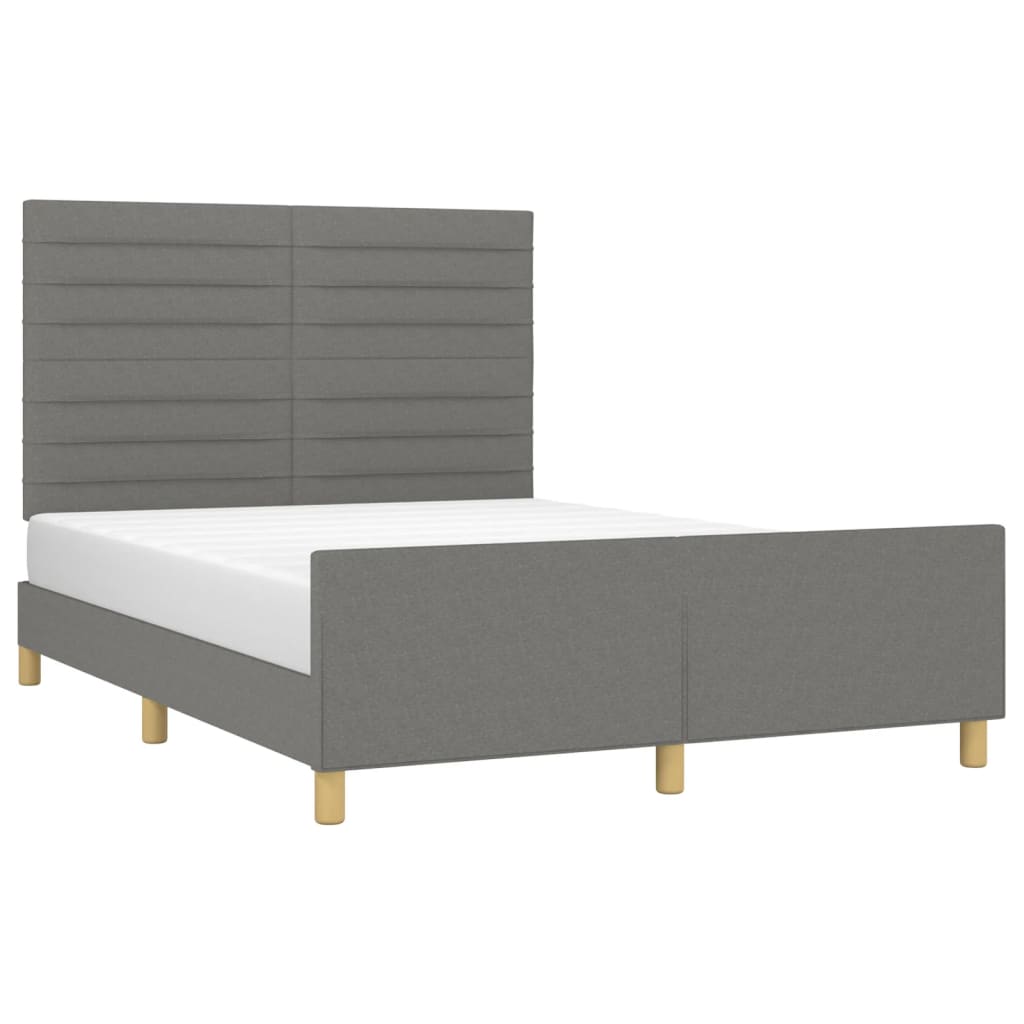 Bedframe met hoofdeinde stof donkergrijs 140x190 cm Bedden & bedframes | Creëer jouw Trendy Thuis | Gratis bezorgd & Retour | Trendy.nl