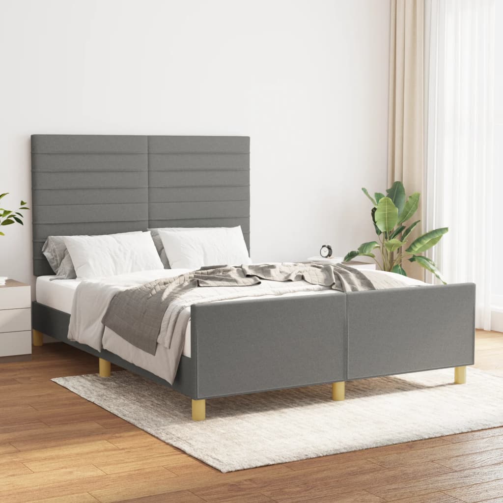 Bedframe met hoofdeinde stof donkergrijs 140x190 cm Bedden & bedframes | Creëer jouw Trendy Thuis | Gratis bezorgd & Retour | Trendy.nl