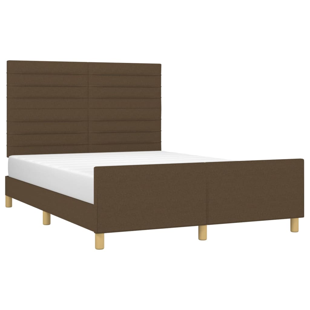 Bedframe met hoofdeinde stof donkerbruin 140x200 cm Bedden & bedframes | Creëer jouw Trendy Thuis | Gratis bezorgd & Retour | Trendy.nl