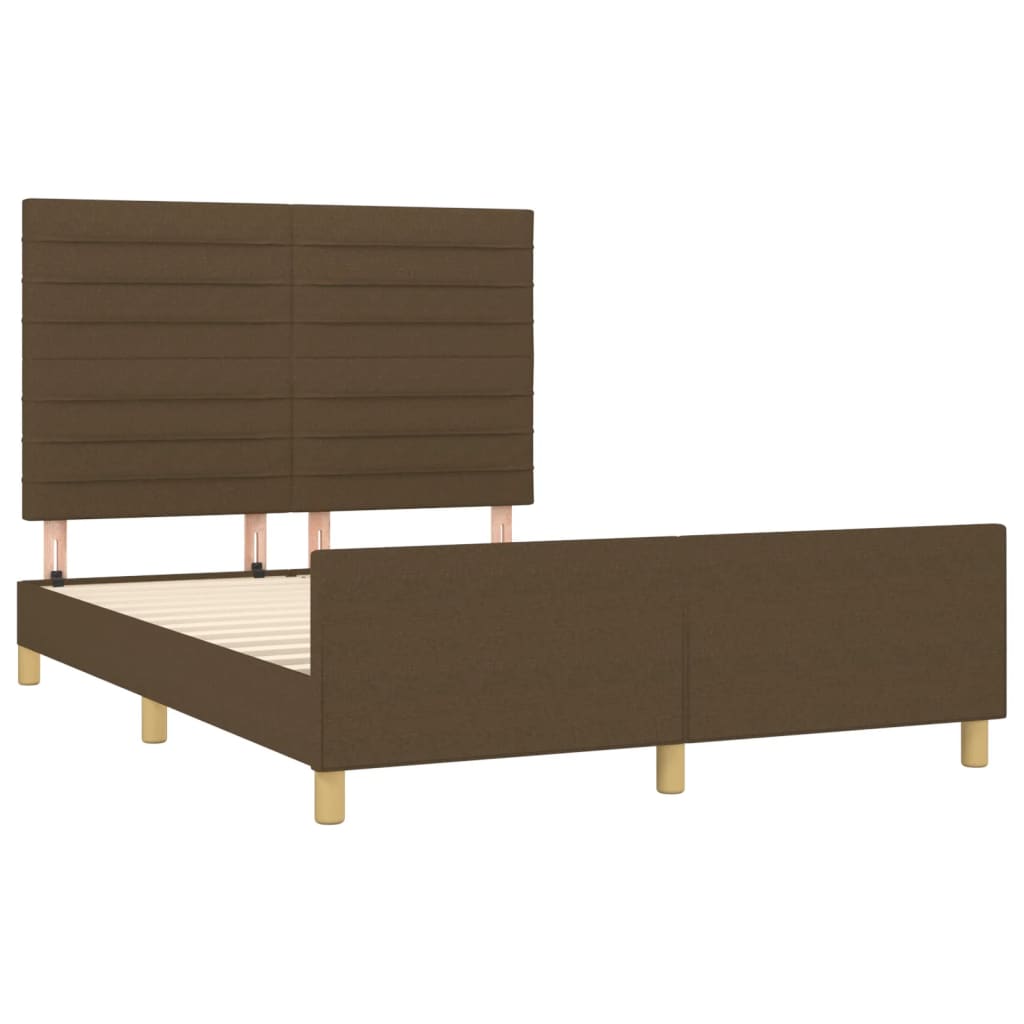 Bedframe met hoofdeinde stof donkerbruin 140x200 cm Bedden & bedframes | Creëer jouw Trendy Thuis | Gratis bezorgd & Retour | Trendy.nl