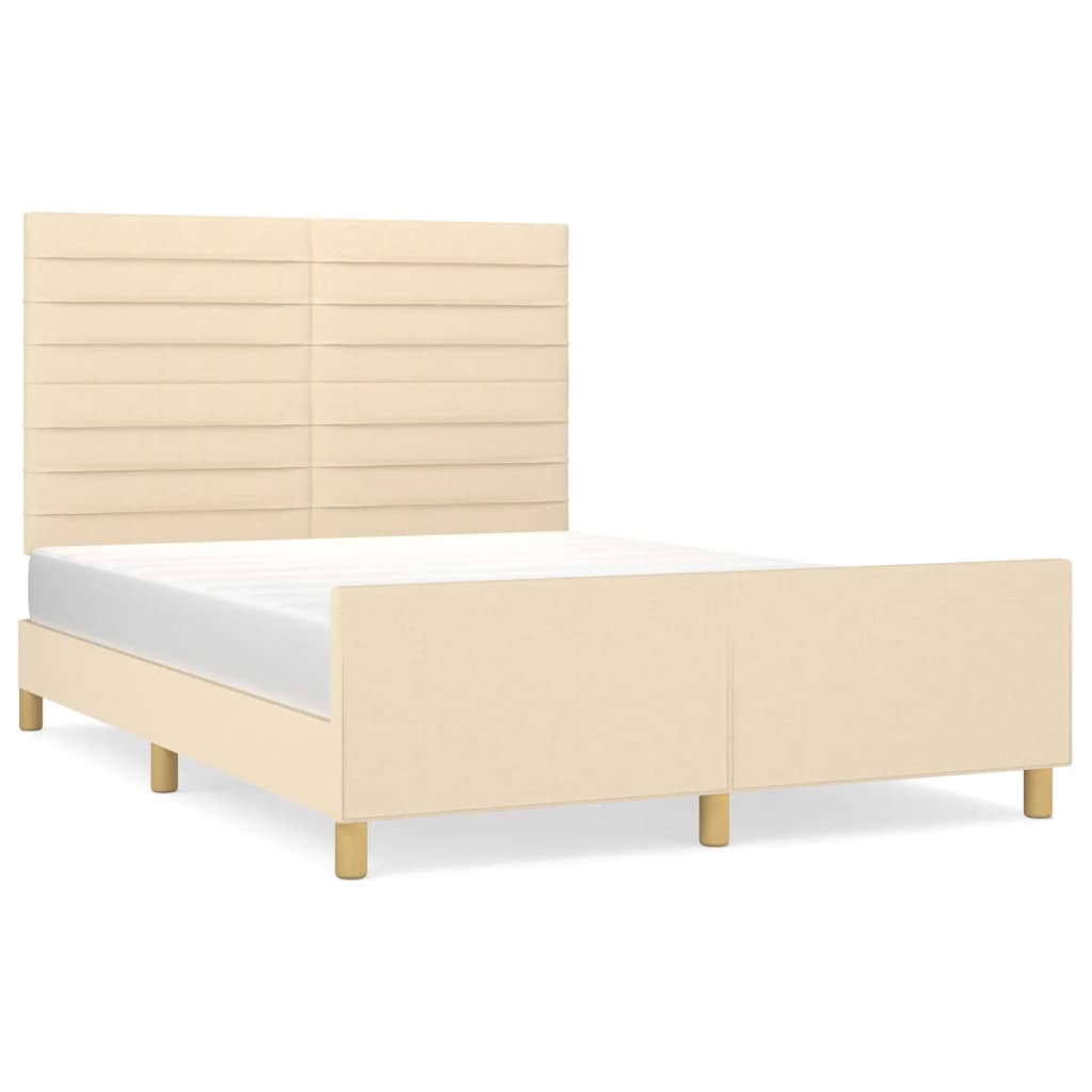 Bedframe met hoofdeinde stof crèmekleurig 140x200 cm Bedden & bedframes | Creëer jouw Trendy Thuis | Gratis bezorgd & Retour | Trendy.nl