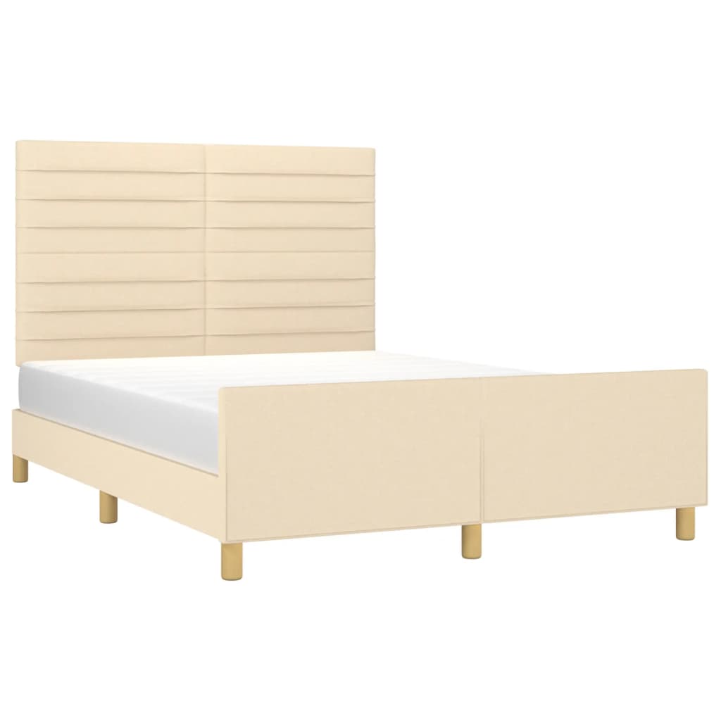 Bedframe met hoofdeinde stof crèmekleurig 140x200 cm Bedden & bedframes | Creëer jouw Trendy Thuis | Gratis bezorgd & Retour | Trendy.nl