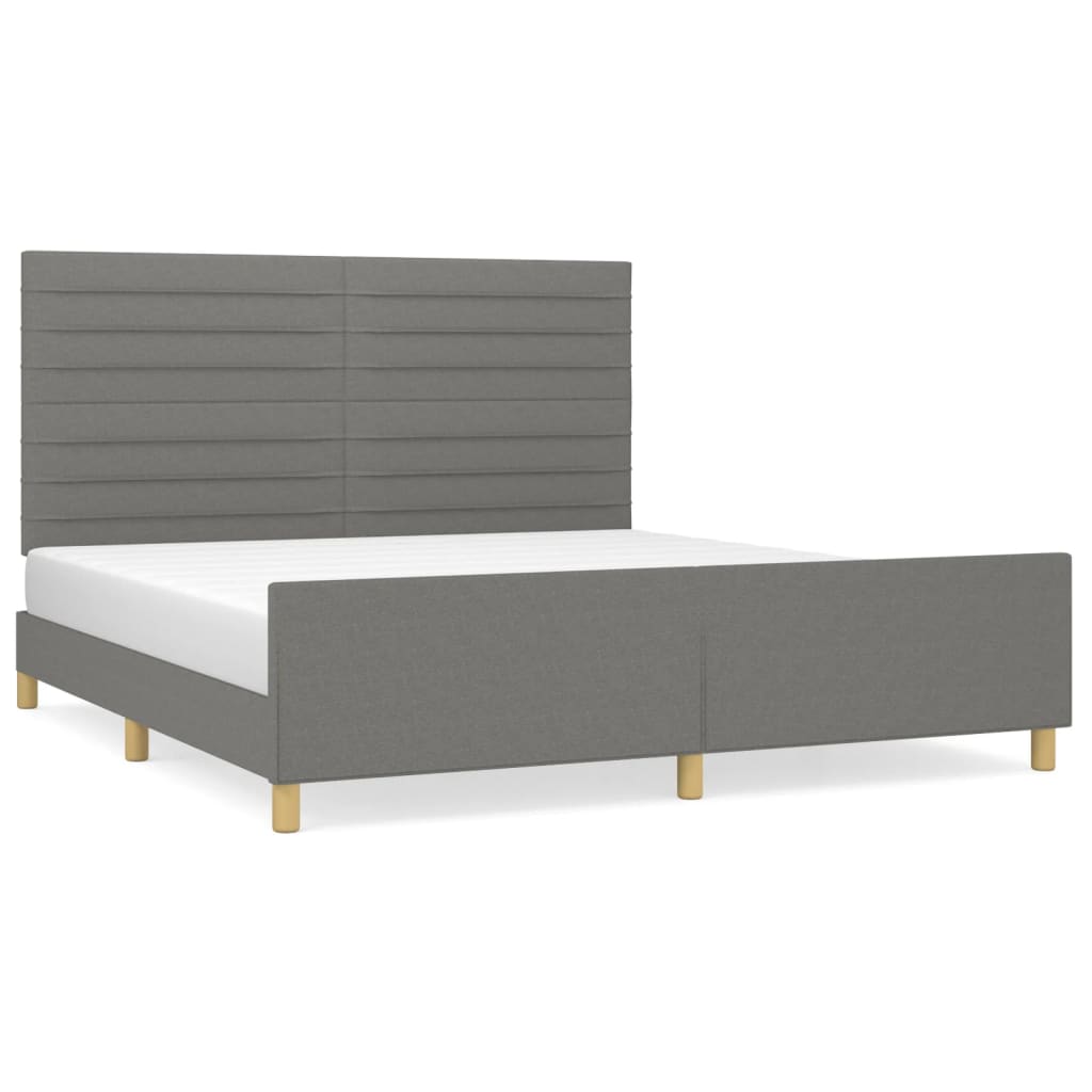 Bedframe met hoofdeinde stof donkergrijs 160x200 cm Bedden & bedframes | Creëer jouw Trendy Thuis | Gratis bezorgd & Retour | Trendy.nl