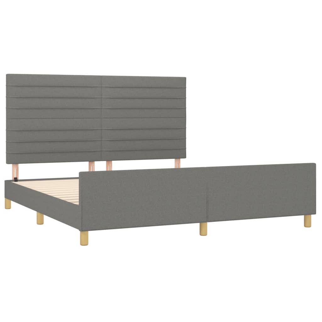 Bedframe met hoofdeinde stof donkergrijs 160x200 cm Bedden & bedframes | Creëer jouw Trendy Thuis | Gratis bezorgd & Retour | Trendy.nl