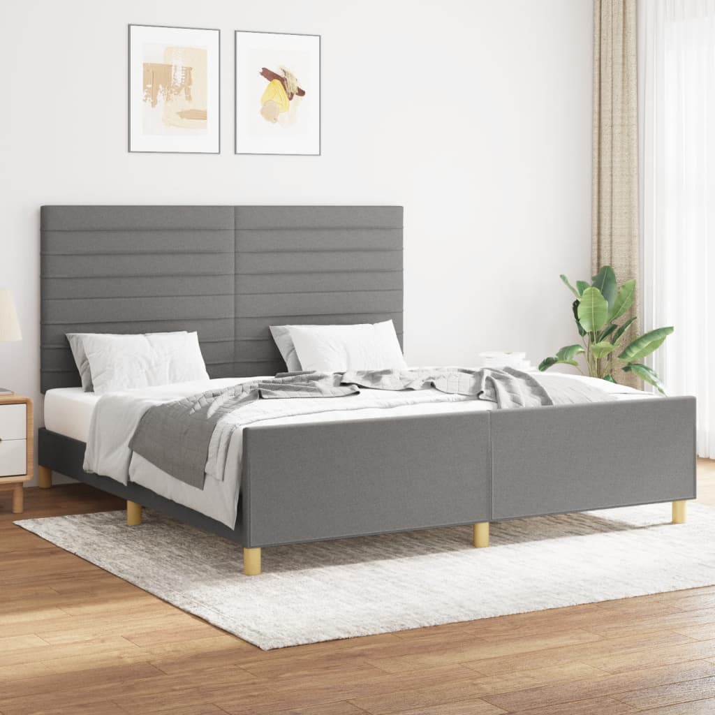 Bedframe met hoofdeinde stof donkergrijs 160x200 cm Bedden & bedframes | Creëer jouw Trendy Thuis | Gratis bezorgd & Retour | Trendy.nl