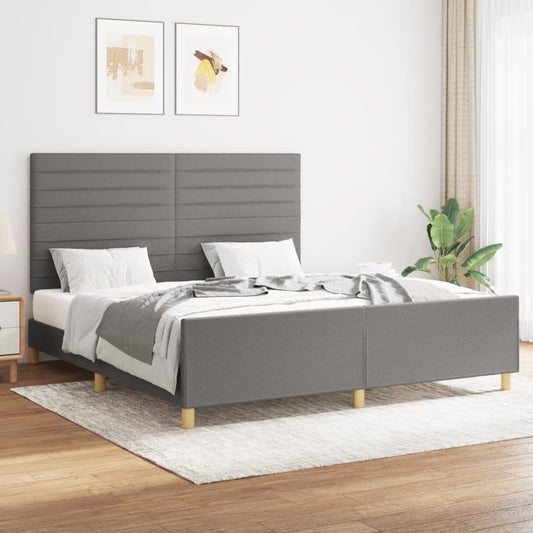 Bedframe met hoofdeinde stof donkergrijs 160x200 cm Bedden & bedframes | Creëer jouw Trendy Thuis | Gratis bezorgd & Retour | Trendy.nl