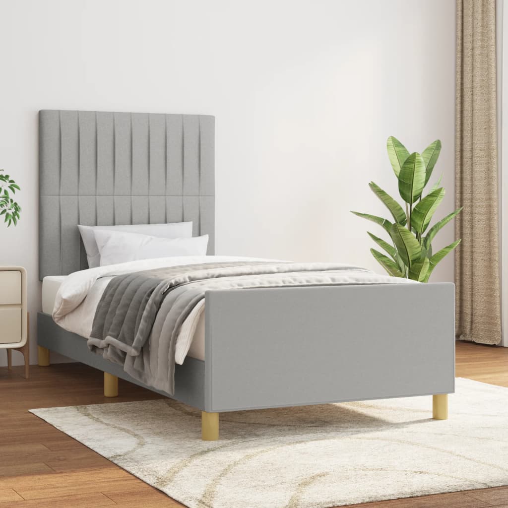 Bedframe met hoofdeinde stof lichtgrijs 90x190 cm Bedden & bedframes | Creëer jouw Trendy Thuis | Gratis bezorgd & Retour | Trendy.nl