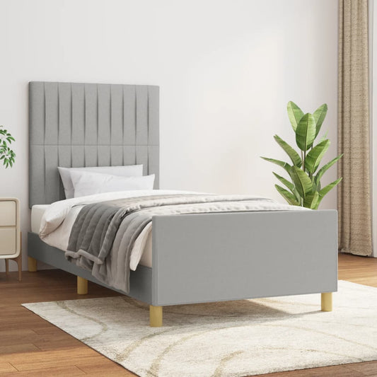 Bedframe met hoofdeinde stof lichtgrijs 90x190 cm Bedden & bedframes | Creëer jouw Trendy Thuis | Gratis bezorgd & Retour | Trendy.nl