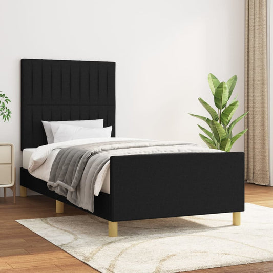 Bedframe met hoofdeinde stof zwart 90x190 cm Bedden & bedframes | Creëer jouw Trendy Thuis | Gratis bezorgd & Retour | Trendy.nl