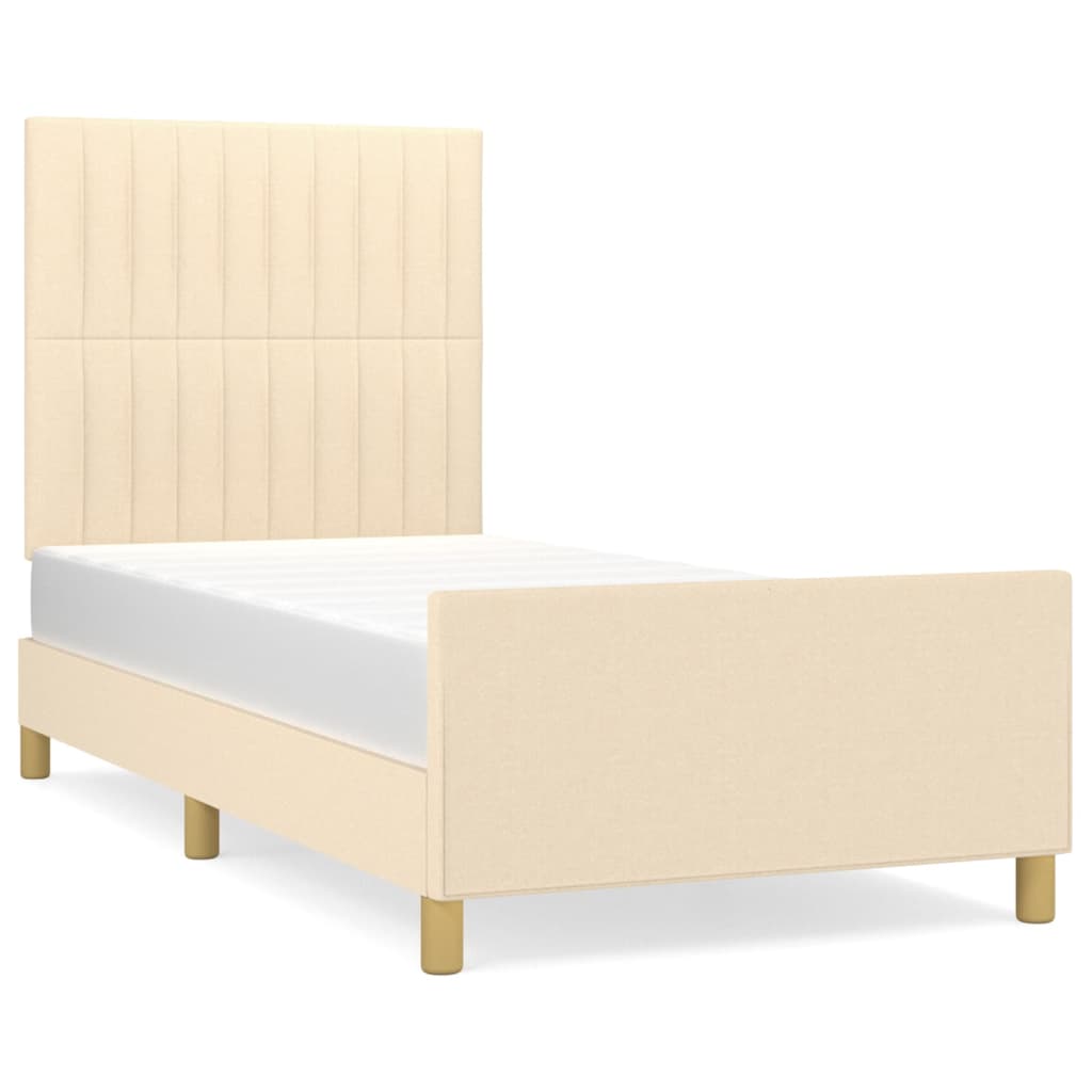 Bedframe met hoofdeinde stof crèmekleurig 90x190 cm Bedden & bedframes | Creëer jouw Trendy Thuis | Gratis bezorgd & Retour | Trendy.nl