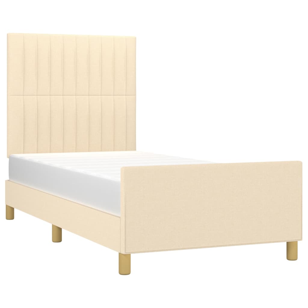 Bedframe met hoofdeinde stof crèmekleurig 90x190 cm Bedden & bedframes | Creëer jouw Trendy Thuis | Gratis bezorgd & Retour | Trendy.nl