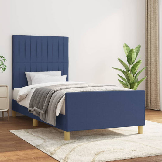 Bedframe met hoofdeinde stof blauw 90x190 cm Bedden & bedframes | Creëer jouw Trendy Thuis | Gratis bezorgd & Retour | Trendy.nl