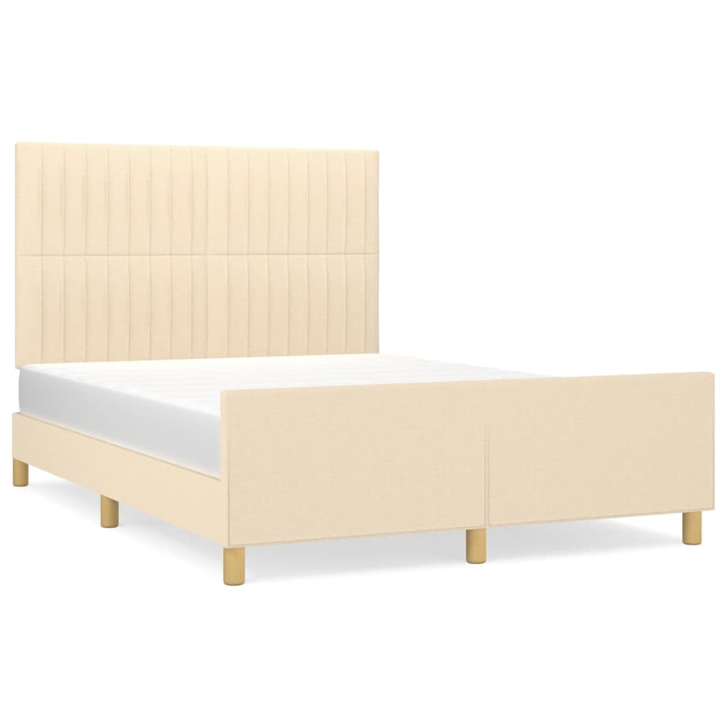 Bedframe zonder matras stof crèmekleurig 140x190 cm