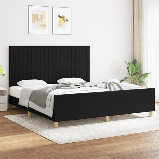 Bedframe met hoofdeinde stof zwart 180x200 cm Bedden & bedframes | Creëer jouw Trendy Thuis | Gratis bezorgd & Retour | Trendy.nl