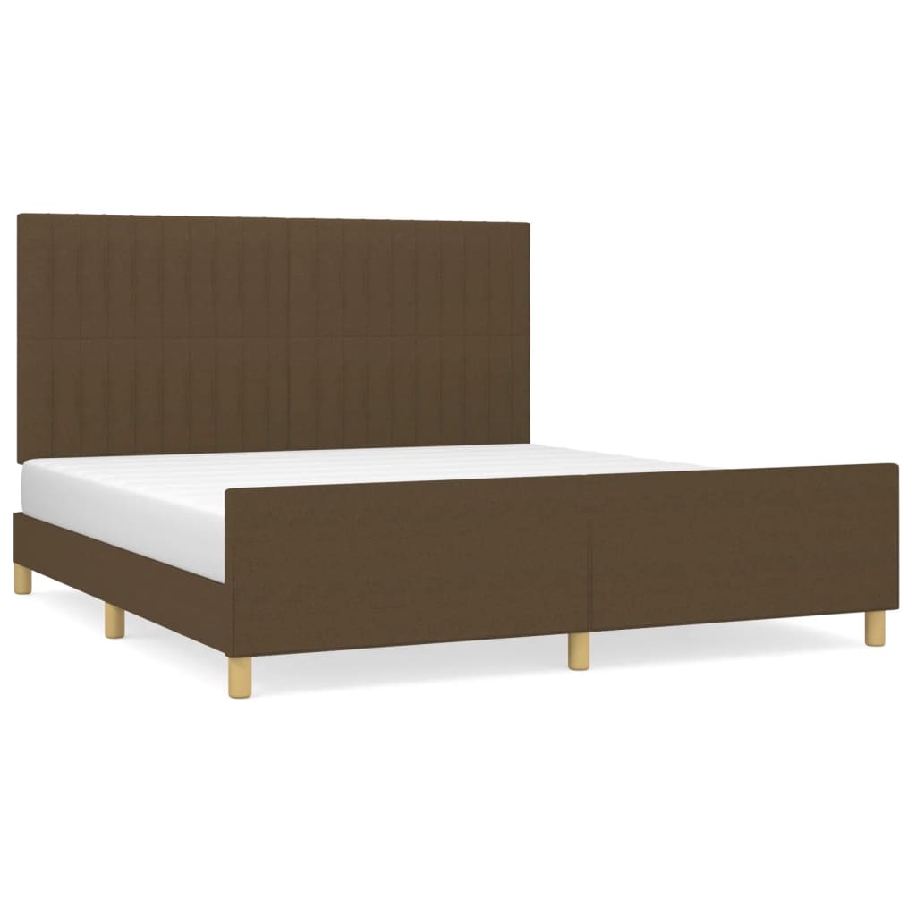 Bedframe met hoofdeinde stof donkerbruin 180x200 cm Bedden & bedframes | Creëer jouw Trendy Thuis | Gratis bezorgd & Retour | Trendy.nl