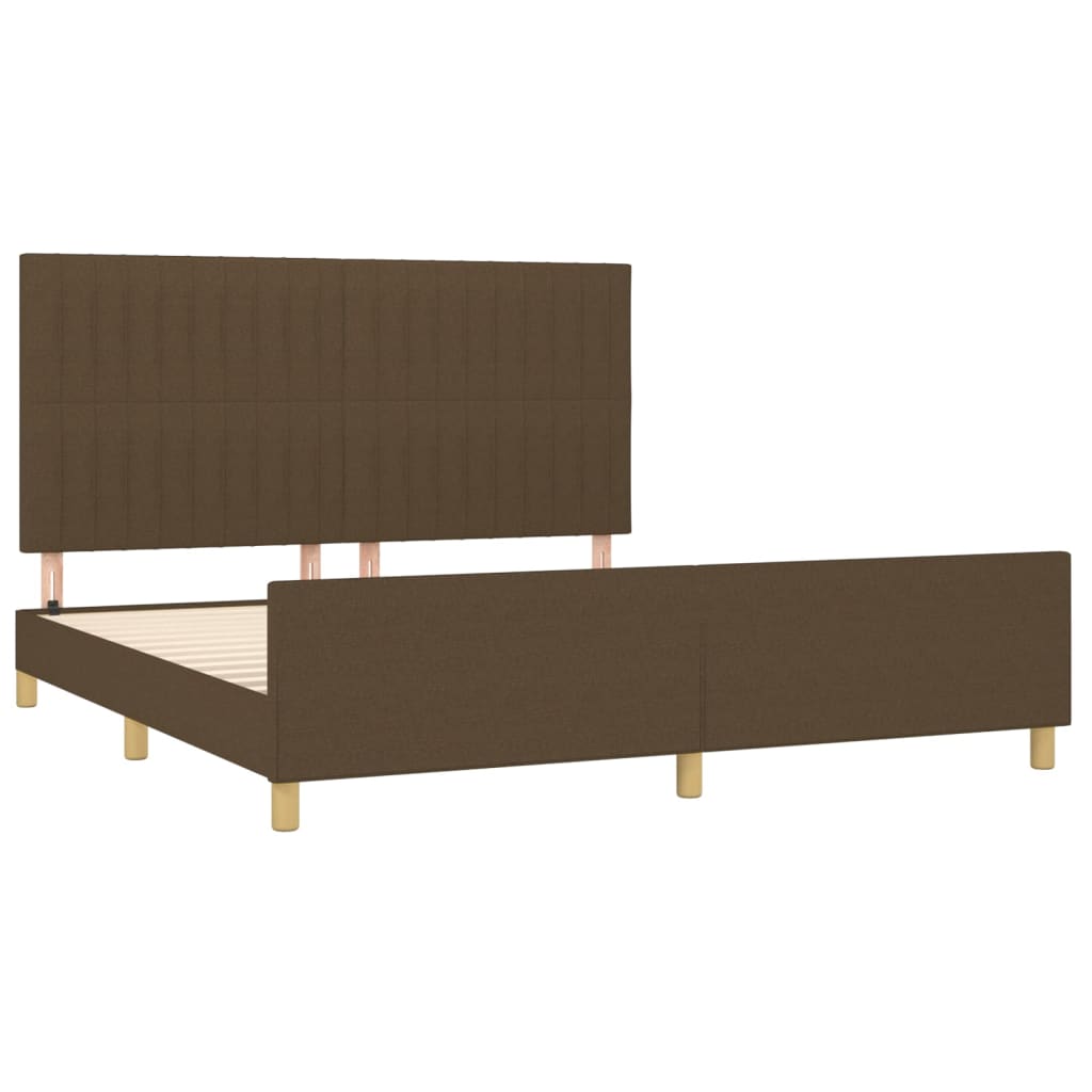 Bedframe met hoofdeinde stof donkerbruin 180x200 cm Bedden & bedframes | Creëer jouw Trendy Thuis | Gratis bezorgd & Retour | Trendy.nl