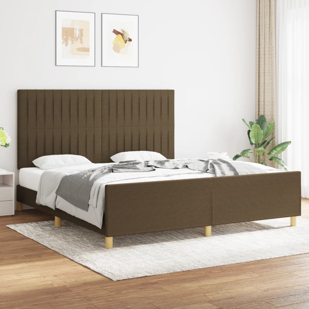 Bedframe met hoofdeinde stof donkerbruin 180x200 cm Bedden & bedframes | Creëer jouw Trendy Thuis | Gratis bezorgd & Retour | Trendy.nl