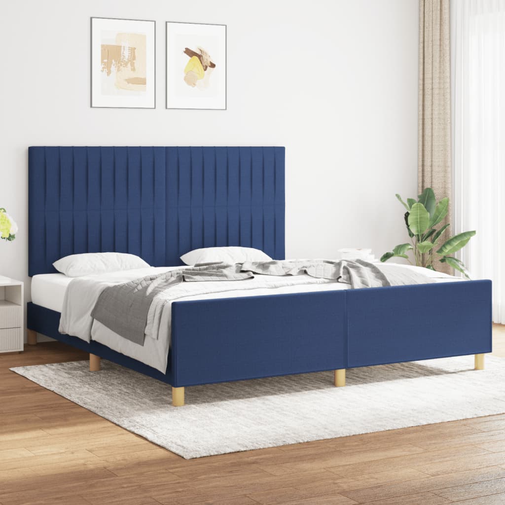 Bedframe met hoofdeinde stof blauw 180x200 cm Bedden & bedframes | Creëer jouw Trendy Thuis | Gratis bezorgd & Retour | Trendy.nl