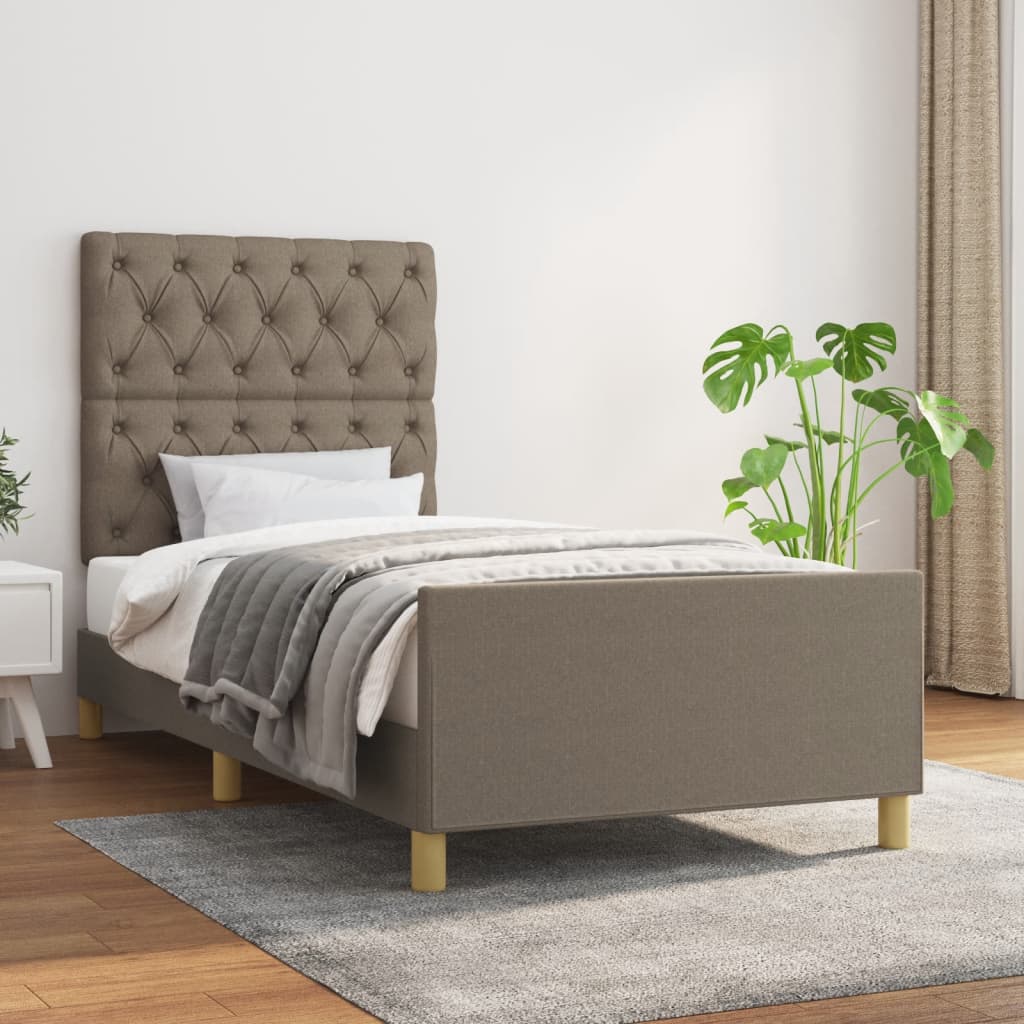 Bedframe met hoofdeinde stof taupe 80x200 cm Bedden & bedframes | Creëer jouw Trendy Thuis | Gratis bezorgd & Retour | Trendy.nl