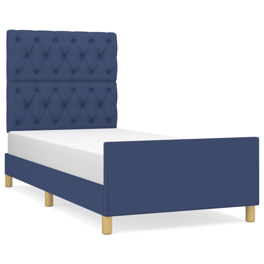 Bedframe met hoofdbord stof blauw 80x200 cm Bedden & bedframes | Creëer jouw Trendy Thuis | Gratis bezorgd & Retour | Trendy.nl