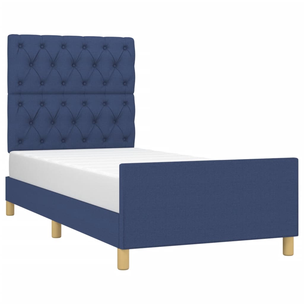 Bedframe met hoofdbord stof blauw 80x200 cm Bedden & bedframes | Creëer jouw Trendy Thuis | Gratis bezorgd & Retour | Trendy.nl