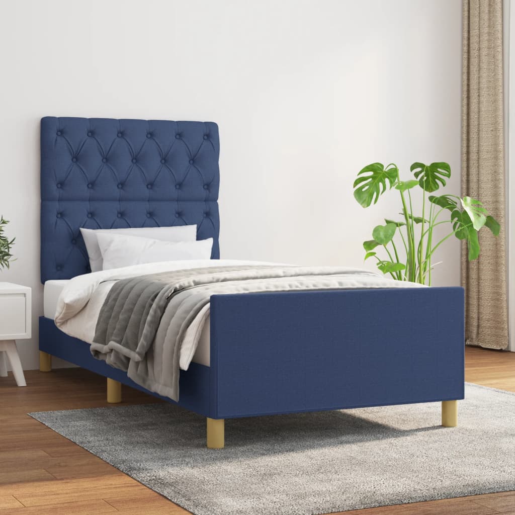 Bedframe met hoofdbord stof blauw 80x200 cm Bedden & bedframes | Creëer jouw Trendy Thuis | Gratis bezorgd & Retour | Trendy.nl