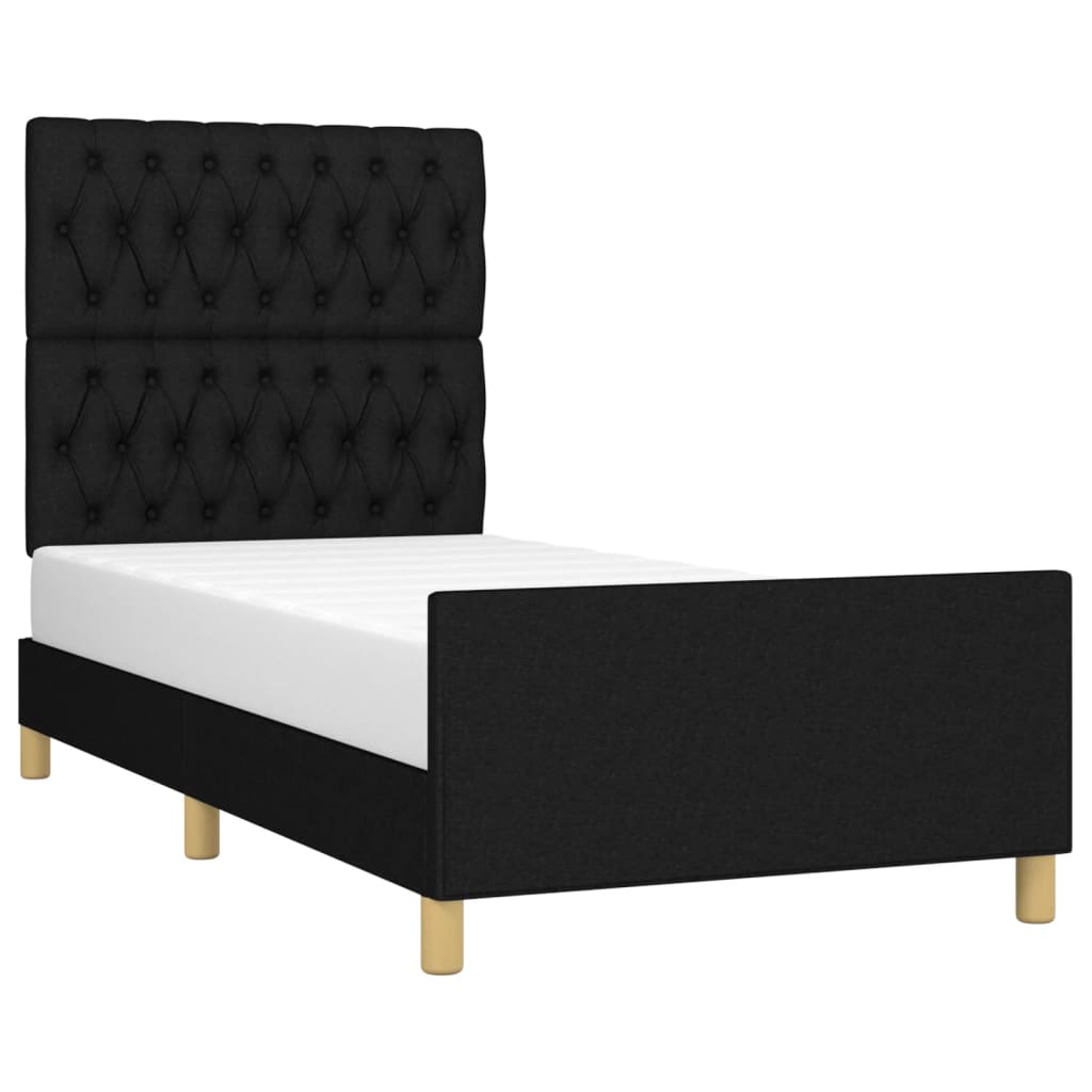 Bedframe met hoofdeinde stof zwart 90x190 cm Bedden & bedframes | Creëer jouw Trendy Thuis | Gratis bezorgd & Retour | Trendy.nl