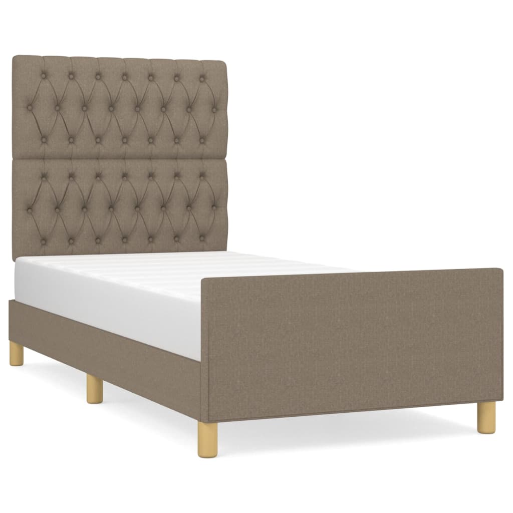 Bedframe met hoofdeinde stof taupe 90x200 cm Bedden & bedframes | Creëer jouw Trendy Thuis | Gratis bezorgd & Retour | Trendy.nl