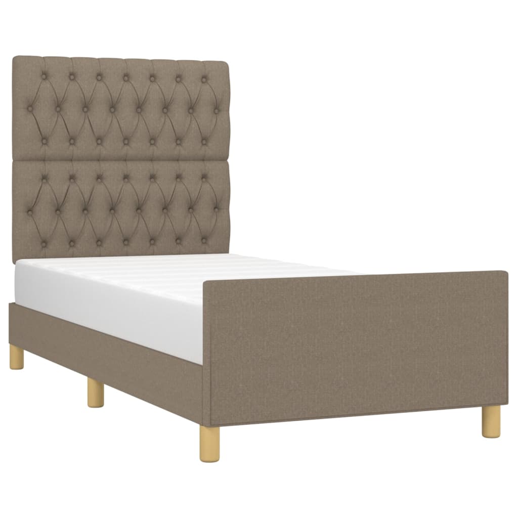 Bedframe met hoofdeinde stof taupe 90x200 cm Bedden & bedframes | Creëer jouw Trendy Thuis | Gratis bezorgd & Retour | Trendy.nl