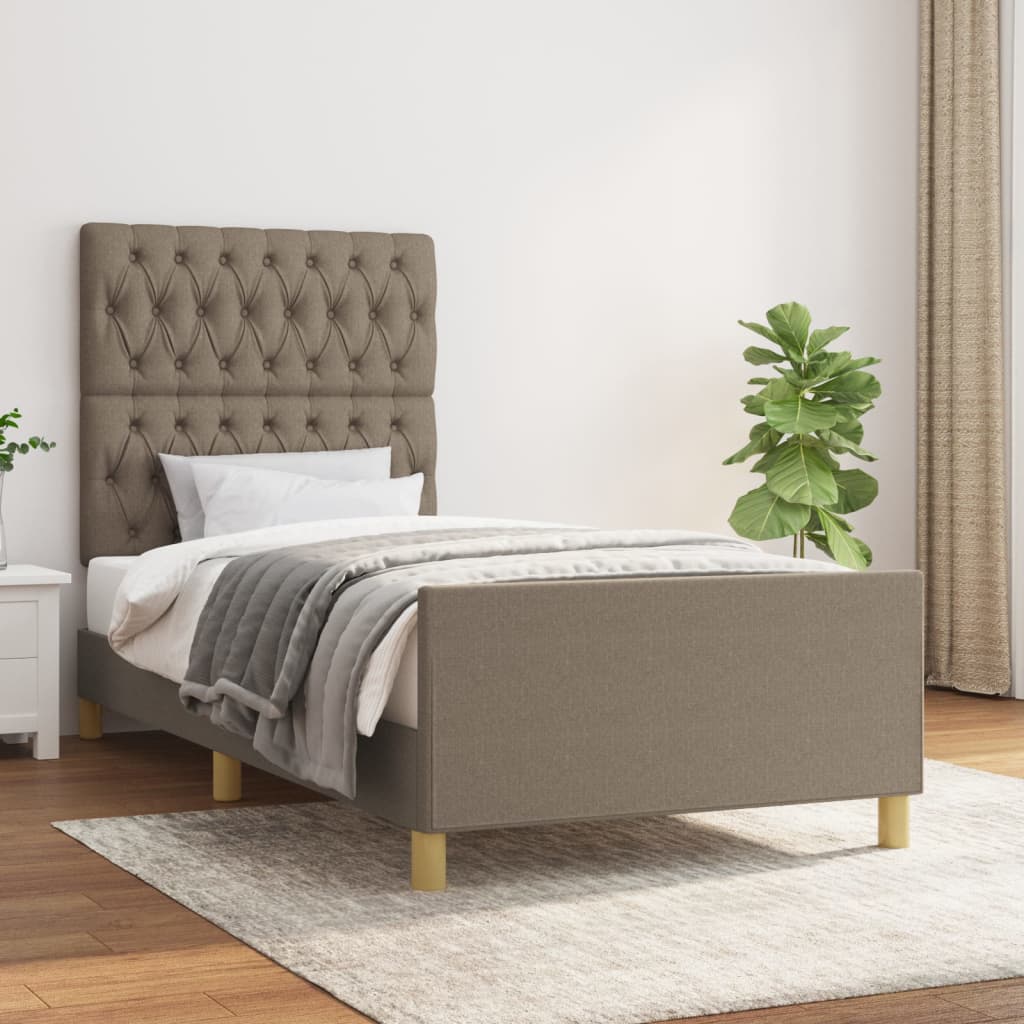 Bedframe met hoofdeinde stof taupe 90x200 cm Bedden & bedframes | Creëer jouw Trendy Thuis | Gratis bezorgd & Retour | Trendy.nl