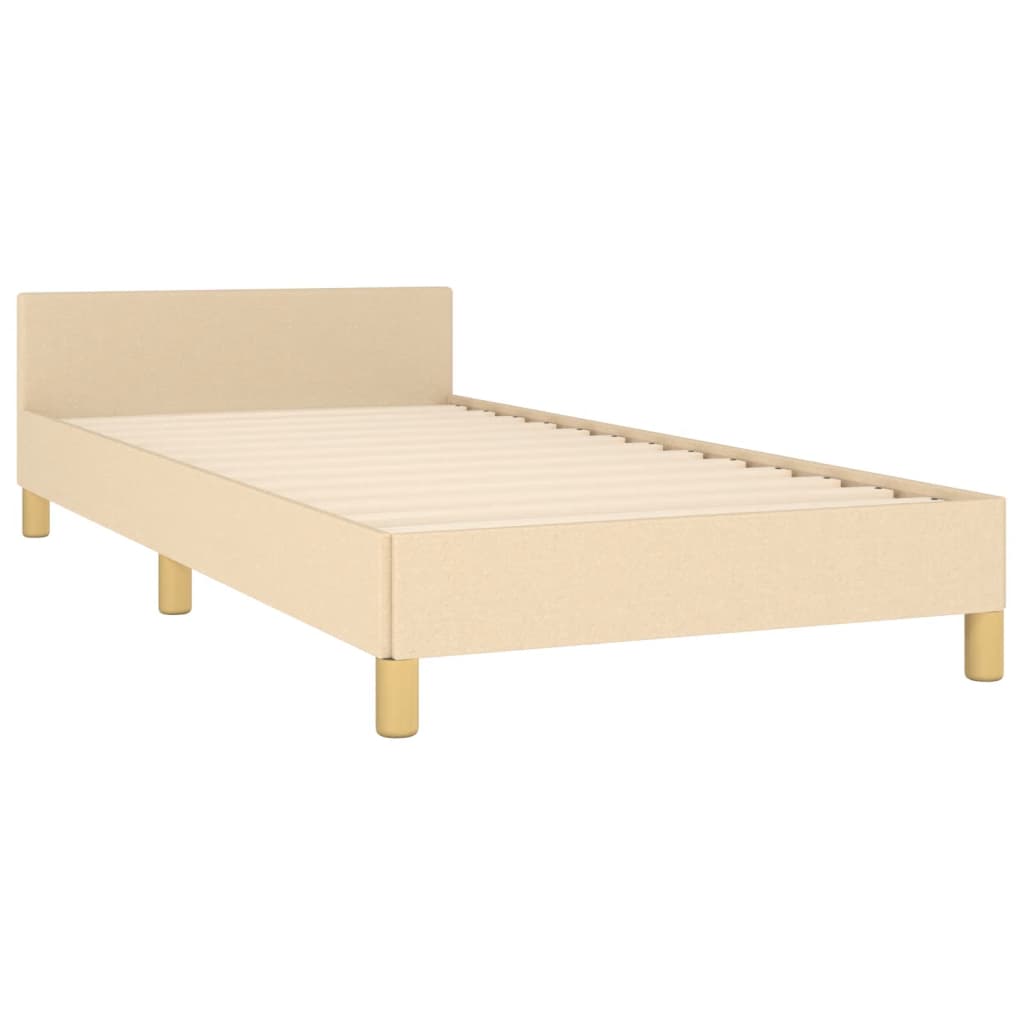 Bedframe met hoofdeinde stof crèmekleurig 90x200 cm Bedden & bedframes | Creëer jouw Trendy Thuis | Gratis bezorgd & Retour | Trendy.nl