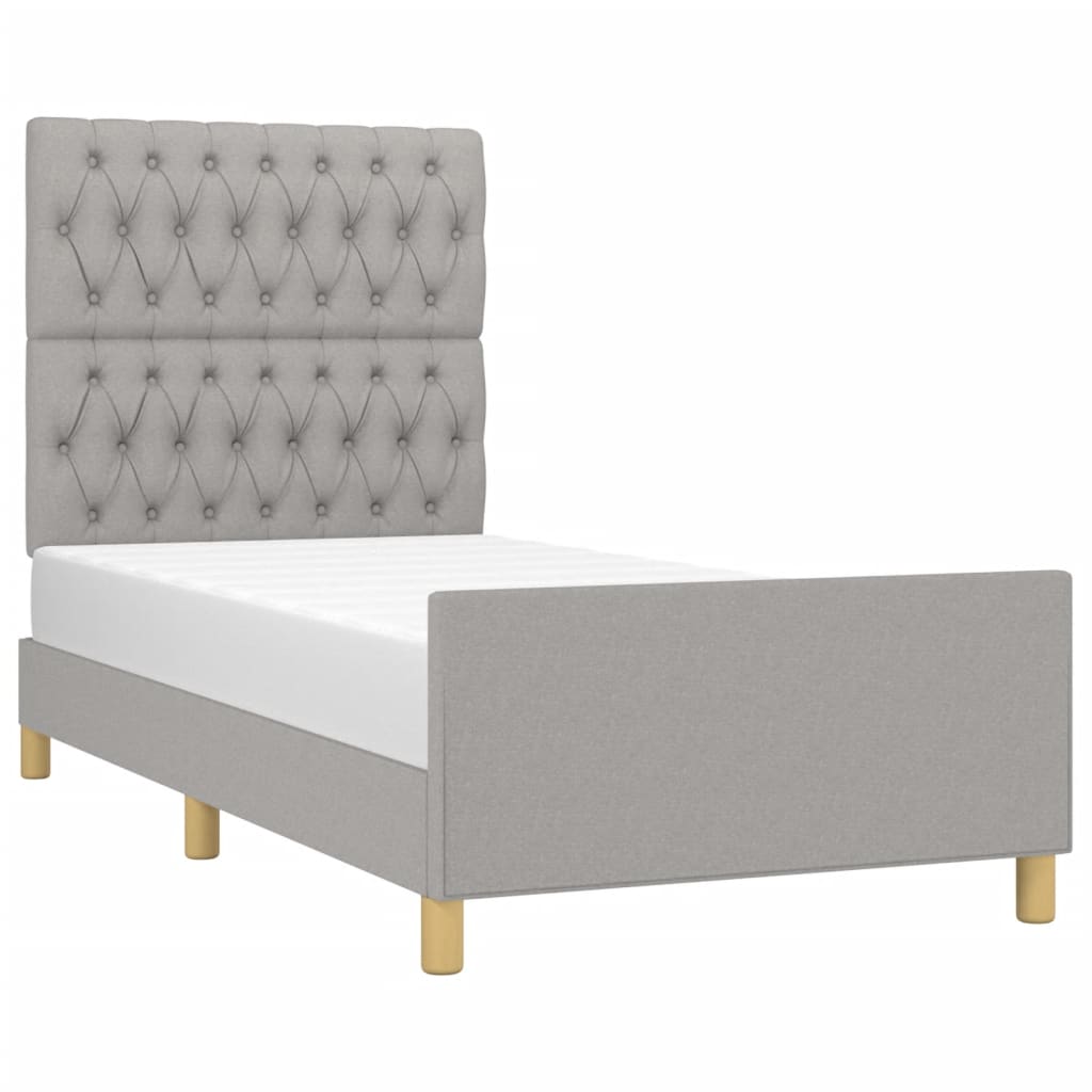 Bedframe met hoofdeinde stof lichtgrijs 100x200 cm Bedden & bedframes | Creëer jouw Trendy Thuis | Gratis bezorgd & Retour | Trendy.nl