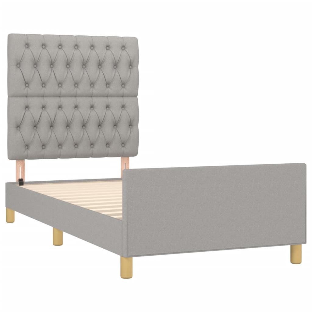 Bedframe met hoofdeinde stof lichtgrijs 100x200 cm Bedden & bedframes | Creëer jouw Trendy Thuis | Gratis bezorgd & Retour | Trendy.nl