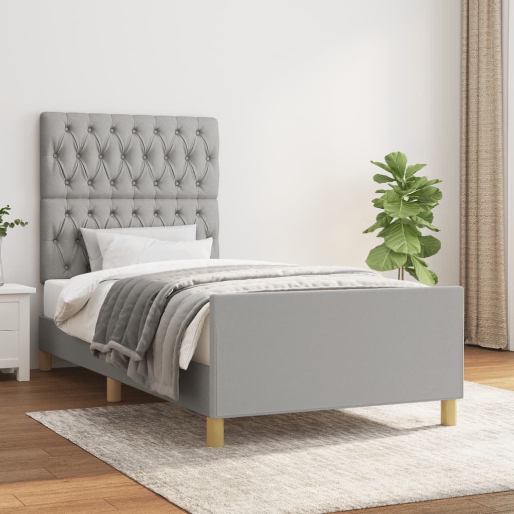 Bedframe met hoofdeinde stof lichtgrijs 100x200 cm Bedden & bedframes | Creëer jouw Trendy Thuis | Gratis bezorgd & Retour | Trendy.nl